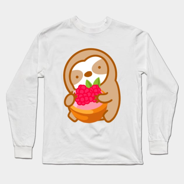 Cute Raspberry Tart Sloth Long Sleeve T-Shirt by theslothinme